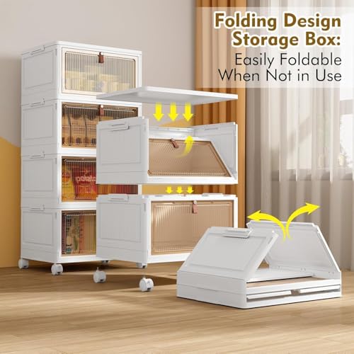 YFXCVSL 4 Tier Plastic Storage Bins with Lid 32QT, Stackable Storage Bins - size: 4-Tier 32QT