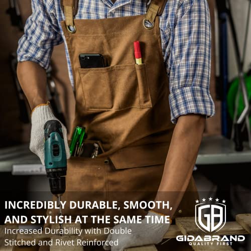 Woodworking Shop Apron for Men, Waxed Canvas Work Tool Apron for Carpenter