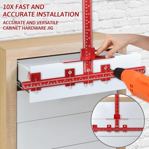 Cabinet Hardware Jig Template-Woodworking Punch Locator Drill Hole Guide - color: Red