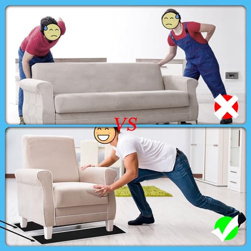 2 Pcs Large Appliance Slider with Pull Strap,Pull Furniture Slides,Moving Furniture Gliders Heavy Duty Sliding Sheet for Moving Heavy Furniture,Cabinets,Safes on Carpet and Hardwood Floor - size: 6.7" X 48" black