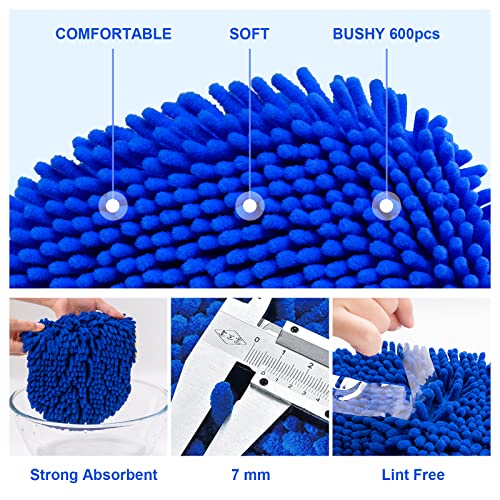 Ordenado 62" Car Wash Brush Kit Mitt Mop Sponge with Long Handle Chenille Microfiber Car Cleaning Brush Kit Supplies Car Washing Mop Kit Car Care Kit of Scratch-Free Replacement Head for Car RV Truck - color: B-blue