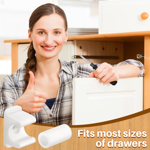 Juexica 4 Pairs False Cabinet Front Clip False Drawer Clips, White - color: White