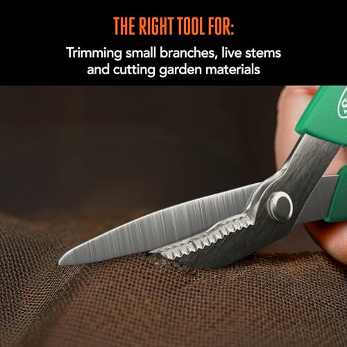 Scotts 8 in. All-Purpose Steel Garden Utility Shears with Serrated Blades – Comfort Grip Yard and Garden Scissors for Pruning Plants, Flowers, and Herbs - style: All-Purpose Garden Shears