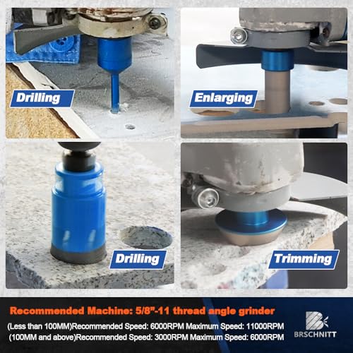 Diamond Core Drill Bit Set - 6/6/8/20/25/35/50/75/100mm Tile Hole Saw Kit for Porcelain Tile Ceramic Marble Granite 4/5”&2“Finger Chamfer Bit