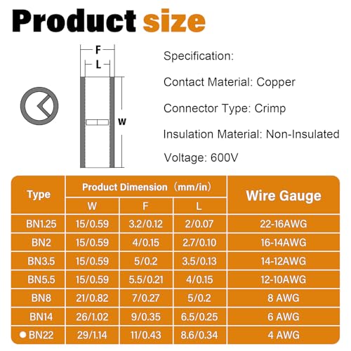 4 AWG Non Insulated Butt Connectors Crimps 4AWG with 12 * 40mm Heat Shrink Tube Pure Copper Wire Uninsulated Crimp Connector Splice for 4 AWG Gauge Wiring (Pack of 10pcs) - style: 4 AWG