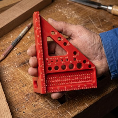 3D Multi-Angle Carpenter Square, 45/90 Plastic Layout Ruler, Red - color: Red