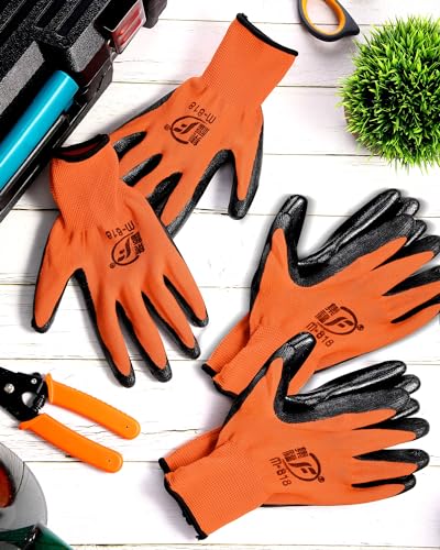 Potchen 72 Pairs Garden Work Gloves Bulk Pack for Men and Women - color: Orange