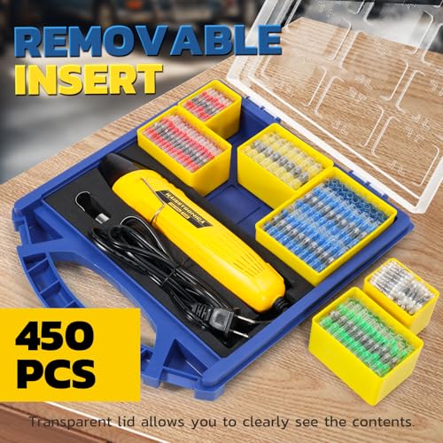 haisstronica Solder Seal Wire Connectors with 350W Mini Heat Gun, 450PCS - size: 450PCS