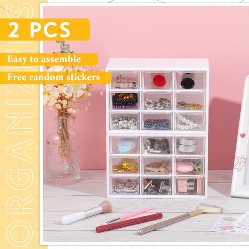 Wenqik 2 Pcs Mini Storage Drawers, White - color: White