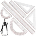 Zonon 7 Pcs Geometry Math Set with Compass Protractor Rulers, Clear - color: Clear