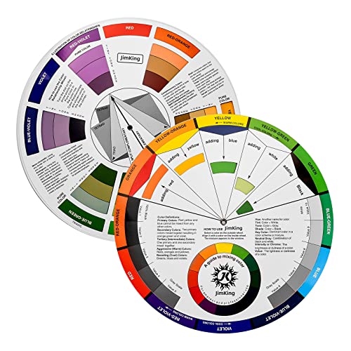 JimKing Creative Color Wheel, Paint Mixing Learning Guide, Art Class Teaching Tool for Makeup Painting Tattoo,Blending Board Chart Color Mixed Guide Hardboard(9.25inch) - style: Classic