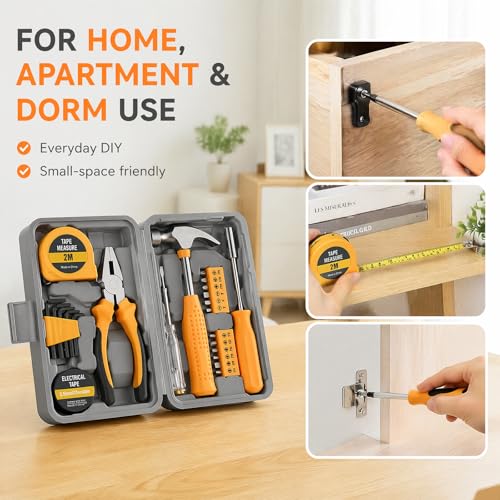24-Piece Tool Set, Mini Tool Kit, Tool Kit for Home (Orange) - color: Orange