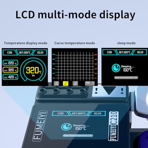 C210 Heat and Soldering Station with Intelligent Temperature Control, Constant-Temperature, Digital Display, High Power, Triple Functions for Precision Soldering Irons Electronic Soldering Kit