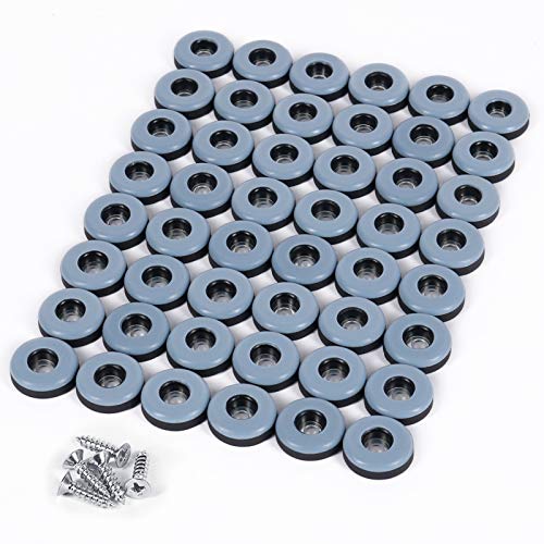 Teflon Furniture Sliders, 48pcs 1inch Reusable Furniture Glides with Screws for Carpet Tile Hardwood (Grayish Blue) - color: Grayish Blue, size: 1 inch Round (48 Count)