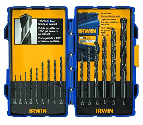 IRWIN Tools Black Oxide Drill Bit Set, 15-Piece (314015) - size: 15pc Set, style: Black Oxide