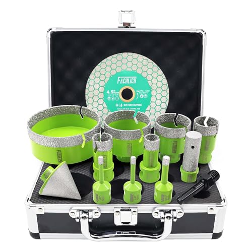 Tile Hole Saw Kit Diamond - (6-100mm Drill Bits+Finger Bit+Chamfer Bit+Adapter+Tile Blade) Diamond Hole Saw Kit - size: Kit4