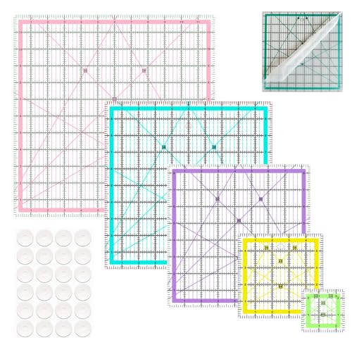 Quilting Rulers,5 Square Quilting Rulers(2.5",5",8.5",10",12") - color: Multi-color