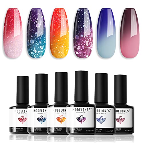 modelones Color Changing Gel Nail Polish Set 6 Colors 2026 Fall UV Nail Gel - color: A A1 Color Changing Nail Polish