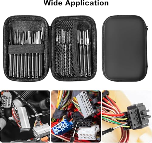 Terminal Removal Tool Kit 36 Pcs Depinning Tool Electrical Connector Pin Removal Tool Kit Pin Extractor Tool Set Wire Terminal Release Tool for Automotive Car Household Devices - Black - color: 36 PCS - Black Round Handle