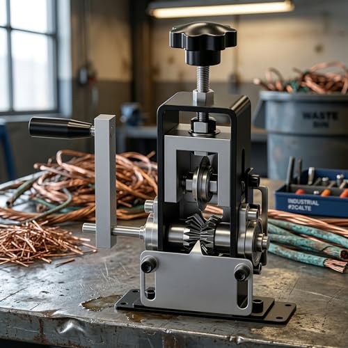 Manual Wire Stripping Machine Copper Wire Stripper Tool, Drill Powered & Hand Crank Dual Drive Wire Peeler with Tungsten Steel Blade, Adjustable Scrap Wire Stripper for Copper Recycling