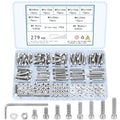 279 Pcs M5 Screws and Nuts Set, Hex Socket Head Cap Screws, Washers Kit - Stainless Steel Metric Machine Screw Assortment, Fully Threaded Hex Nuts and Bolts - size: M5