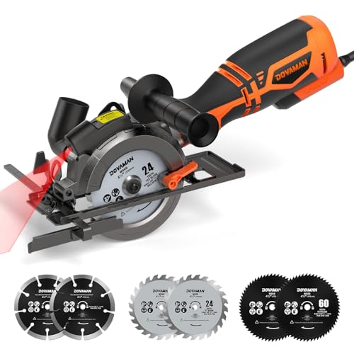 DOVAMAN Circular Saw, 5.8A 4-1/2" Circular Saw w/Laser & Auxiliary Handle - color: A-orange