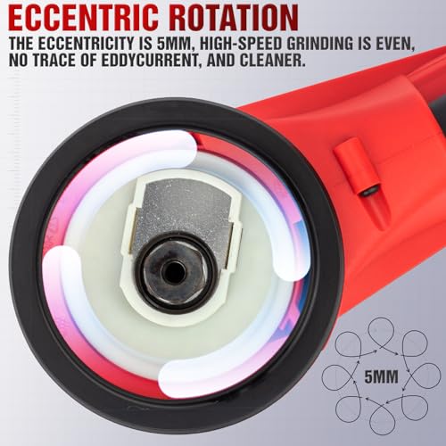 Autolock 350W Electric Random Orbital Sander with 5 & 6 Inch pads 1pcs - color: Red