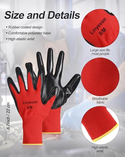 Maxcheck PU Coated Work Gloves Bulk Pack - color: Red, Gray, Black, size: Medium