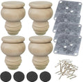 3 Inch Wooden Furniture Legs Unfinished Wood Bun feet, Sofa Replacement Legs for Armchair Cabinet Chair Dresser Home DIY Projects Set of 4 - size: 3 Inch