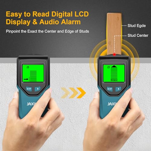 Stud Finder Wall Scanner - 5 in 1 Stud Finder Tool w/Smart Chip and HD LCD Display, Stud Detector Beam Finders for the Center and Edge of Wood AC Wire Metal Studs Joist Pipe (Dark Aqua) - color: Dark Aqua