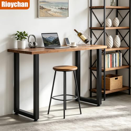 36 Inch Metal Bar Table Legs, Heavy Duty Desk Dinning Table Legs with Adjustment Feet Pads DIY Counter Height Feets, Set of 2,Black (H36'' x W17.7'') - size: H36" × W17.7" Square