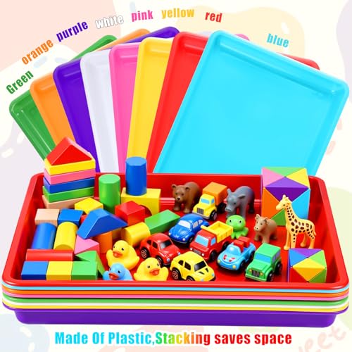 Maitys 15 Pack Plastic Art Trays 12 x 16 Inch Sensory Trays, Vivid Color - color: Vivid Color