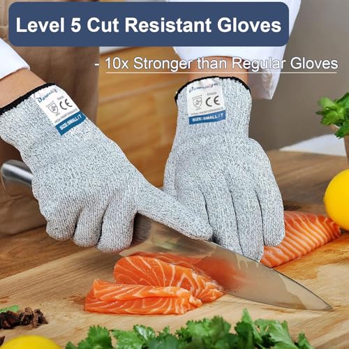 Dowellife Cut Resistant Gloves Food Grade Level 5 Protection, Safety Kitchen Cuts Gloves for Oyster Shucking, Fish Fillet Processing, Mandolin Slicing, Meat Cutting and Wood Carving. (Medium-3 Pairs) - size: Medium (Pack of 3), style: Original