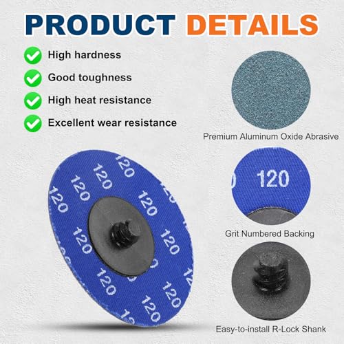 25 Pcs 3" 120 Grit Quick Change Surface Conditioning Discs | Aluminum Oxide Die Grinder Sanding Disc for Surface Prep Deburr Polish Rust Paint Removal, Blue - size: 3" (120 Grit)