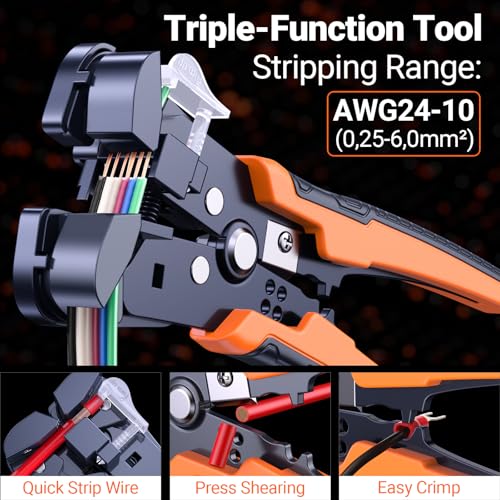Preciva Crimping Tool Kit with 6PCS Crimping Die, Wire Stripper, 285PCS Terminals, for Heat Shrink, Insulated, Open Barrel, Ferrule, Circlip & Solar Connectors - size: 285