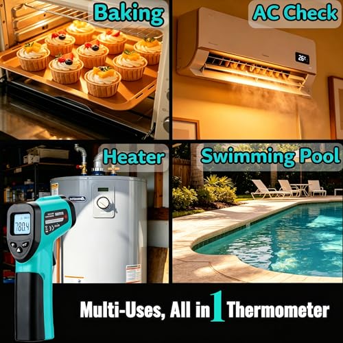 Infrared Thermometer Gun for Cooking, Digital IR Thermometer - color: Green