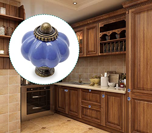 12pcs Periwinkle Blue Pumpkin Knobs, Ceramic Cabinet Knobs - color: Periwinkle Blue, size: 12 Pieces