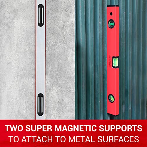 PROMAKER 18 inch Level, Magnetic Level with 180° 90° 45° bubbles, Shock Resistant, Aluminum Body, Level Tool with Overhead Viewing for Comfortable read PRO-NV030 - size: 18 inch