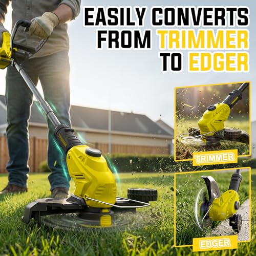 Weed Wacker, 21V Battery Powered Grass Trimmer & Edger 2-in-1