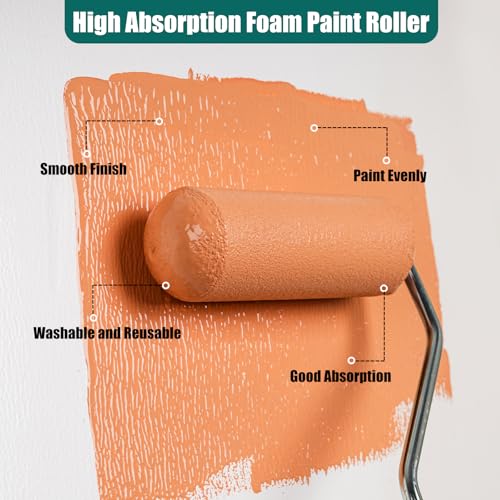 Foam Paint Roller Kit, 14 Pack, 4 Inch Small Paint Roller Covers