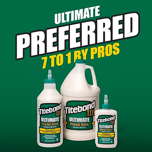 Titebond III Ultimate Wood Glue 1 Gal. (2 Pack) – Premium Professional Woodworking Adhesive, Waterproof, Strong Initial Tack, Interior/Exterior Use, Easy Water Cleanup – 1416 - size: 128 Fluid Ounce (2 Pack)