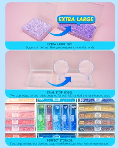 forever young 48PCS Extra Large Diamond Art Storage Containers Trays＆Stand - size: 48pcs Extra Large trays+Rack