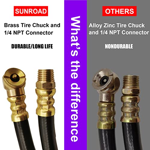 12Pc Air Tank Repair Kit, SUNROAD Air Tank Hose Assembly Kit Come with Pressure Gauge, Air Hose Connect, Aluminum Knob Air Tank Manifold,Reuseable Cable Tie,Valve Core Tool and Valve Cores