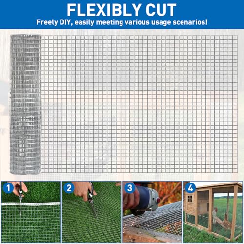Hardware Cloth,Chicken Wire Fence,1/2 inch 15.7in x 10ft Galvanized Welded Cage Wire for Bird Wire Gopher Wire Rabbit Wire Snake Fence Poultry Netting Cage Screen - size: 15.7in×10ft