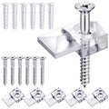 Blulu 20 Pack Glass Mirror Holder Clips for Wall Mounting | Glass Mirror Hanging Kit, Offset 0.24 Inch/ 6 mm, Hanging Retainer Fasteners with Screws and Anchors, for Fixing Cabinet Door - style: Classic Style