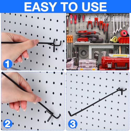 Shimeyao 200 Pcs Peg Board Hooks Stainless Steel Pegs,12 Inch,Black - color: Black, size: 12 Inch