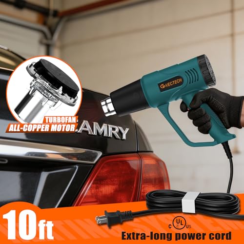 Heat Gun,10FT cable,Dual-Temperature Settings 572°F & 1112°F - color: Green