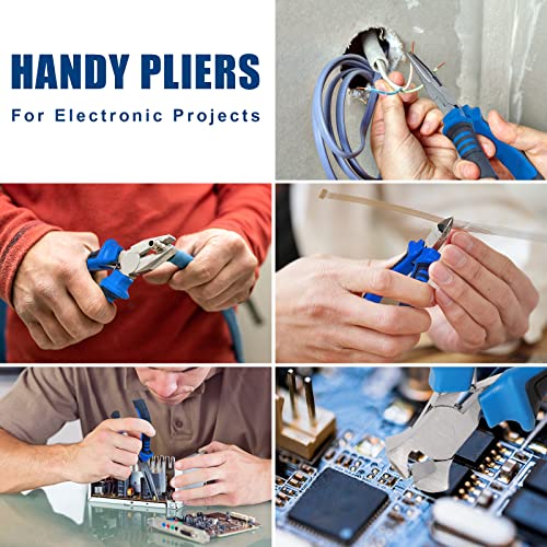 COMOWARE 6-Piece Mini Pliers Set, Multi-Function Precision Tools with Needle, Bent & Cutting Tips for Electronics, DIY & Crafting - color: Blue