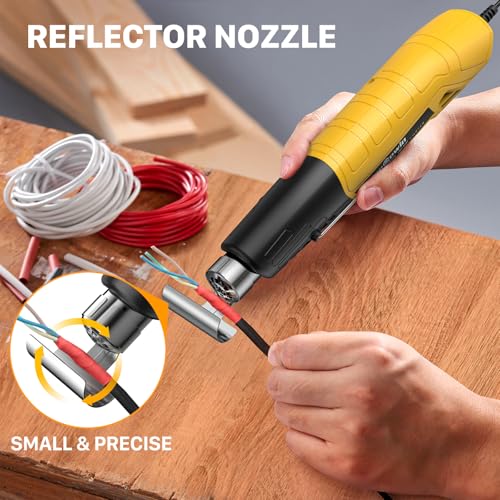 380W Mini Heat Gun, 2-Temp 480°F & 850°F for DIY & Crafts-Yellow - color: Yellow