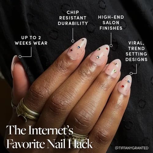 Glamnetic Press On Nails - Short Almond, Glossy Fake Nails 30 Pc Full Kit - color: 3L - North Star